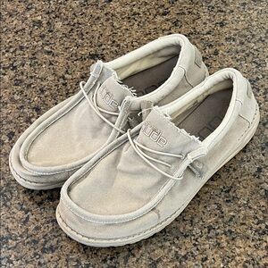 Hey Dude Light Tan Canvas Loafers